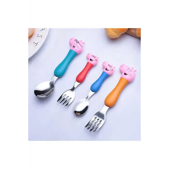 Kumik Peppa Pig Çatal Kaşık Seti - Çocuklar Için
