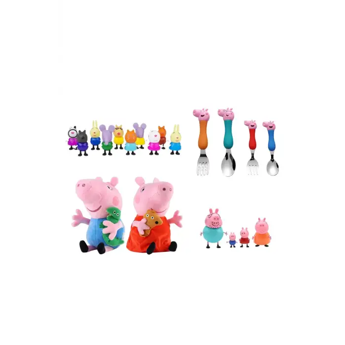 Kumik Peppa Pig Ailesi Peluş Çatal Kaşık Figür Setleri