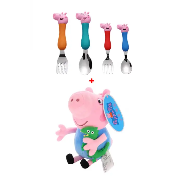 Peppa Pig Çatal Kaşık Seti 4 lü ve George 25 cm Peluş