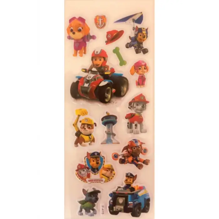 Paw Patrol Karakterleri 3 set sticker Chase, Marshall, Zuma, Skye, Rubble, Rocky