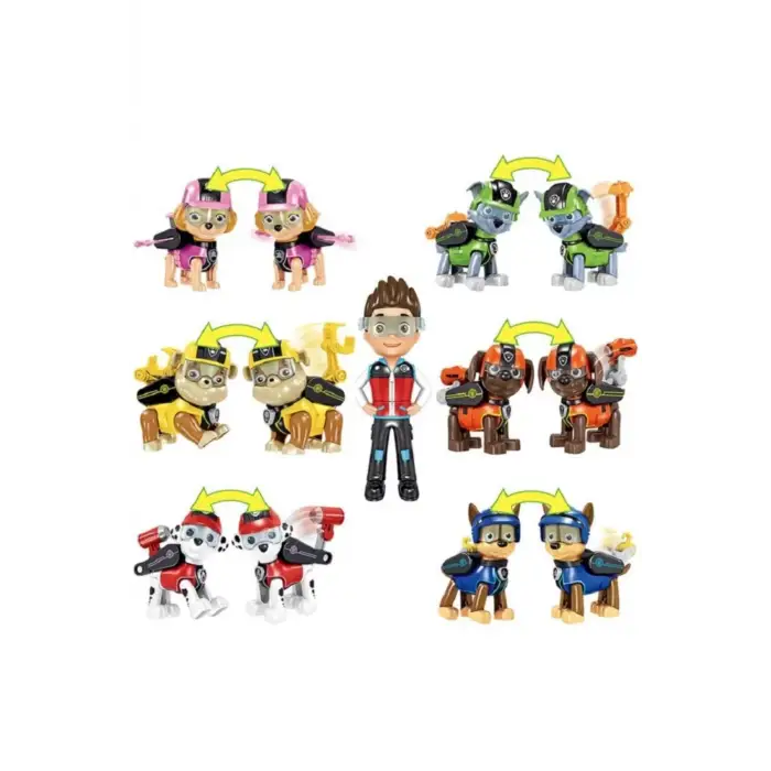 Kumik PAW PATROL 7 li Figür seti, Chase, Marshall, Zuma, Rubble, Skye, Rocky ve Ryder