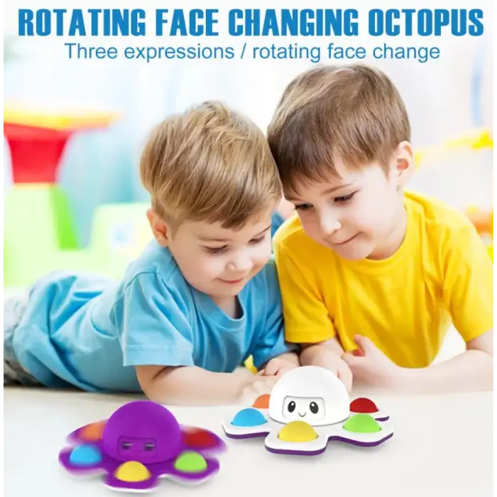 Yüz değiştiren ahtapot Popit stres çarkı Pop It Fidget ( 2 li set )