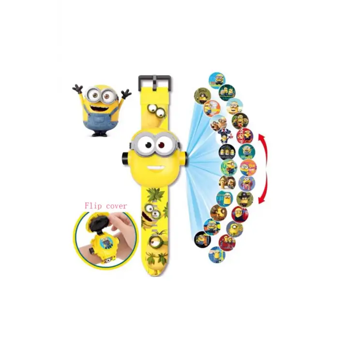Minions Projeksiyonlu Saat 24 Farklı Karakteri Sıra Ile Duvara Yansıtır