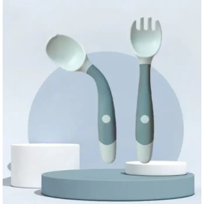 Kıvrılabilir, bükülebilir,  batmaz  slikon çocuk alıştırma çatal ve kaşık