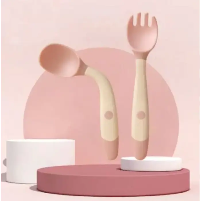 Kıvrılabilir, bükülebilir,  batmaz  slikon çocuk alıştırma çatal ve kaşık