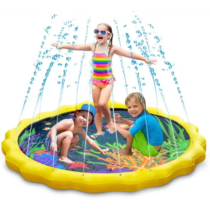 Kumik Fıskıyeli Su fışkırtan 170 cm Oyun Matı Su havuzu Su kaydırağı ( Sarı )