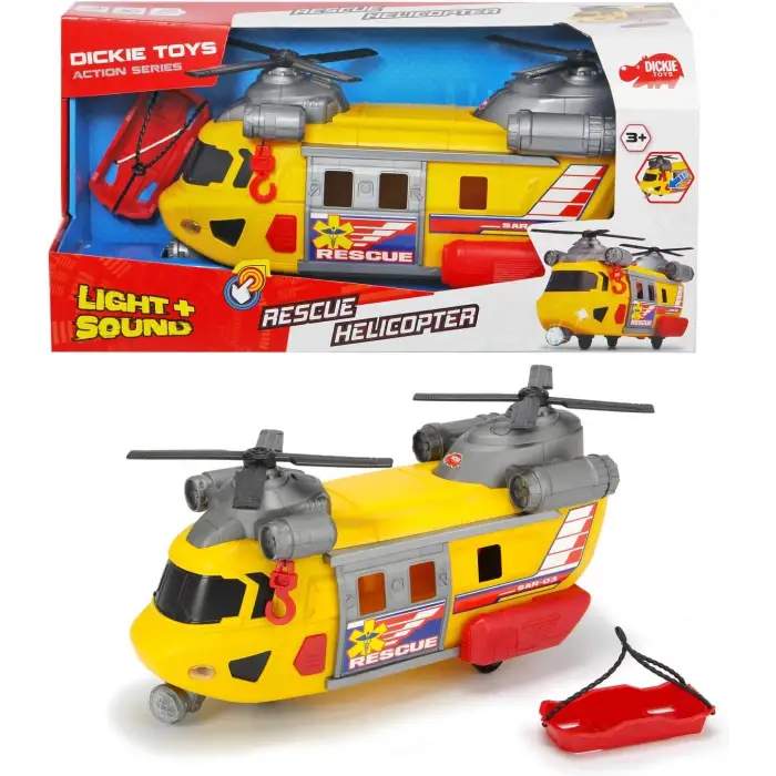 Kumik Dickie, Kurtarma Helikopter, 30 cm, Açılabilir Sürgülü Kapı, Kurtarma Vinç, Pilli, Rescue Helicopter