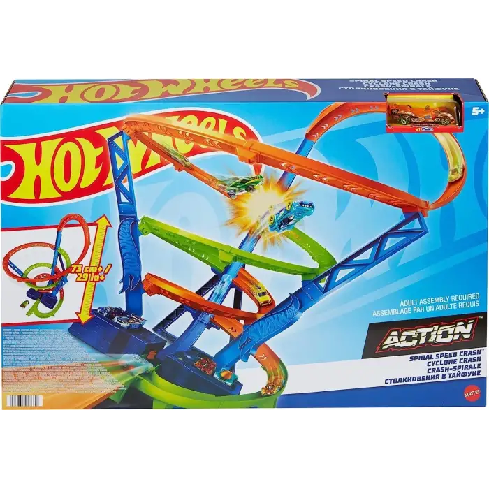 Hot Wheels Spiral Çarpışma motorlu uzun yarış seti