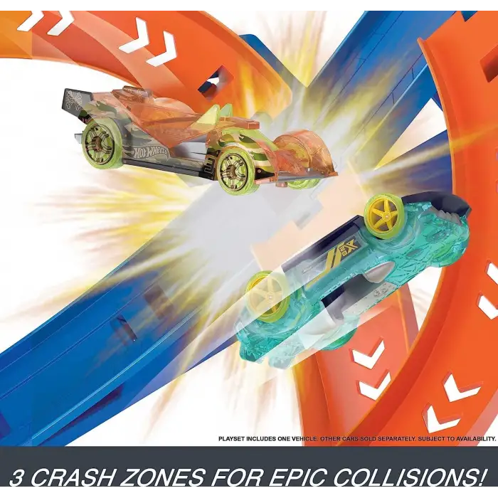 Hot Wheels Spiral Çarpışma motorlu uzun yarış seti