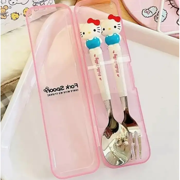 Sanrio Karakterleri Çatal Kaşık Seti Hello Kitty, Kuromi, My Melody, Pompompurin