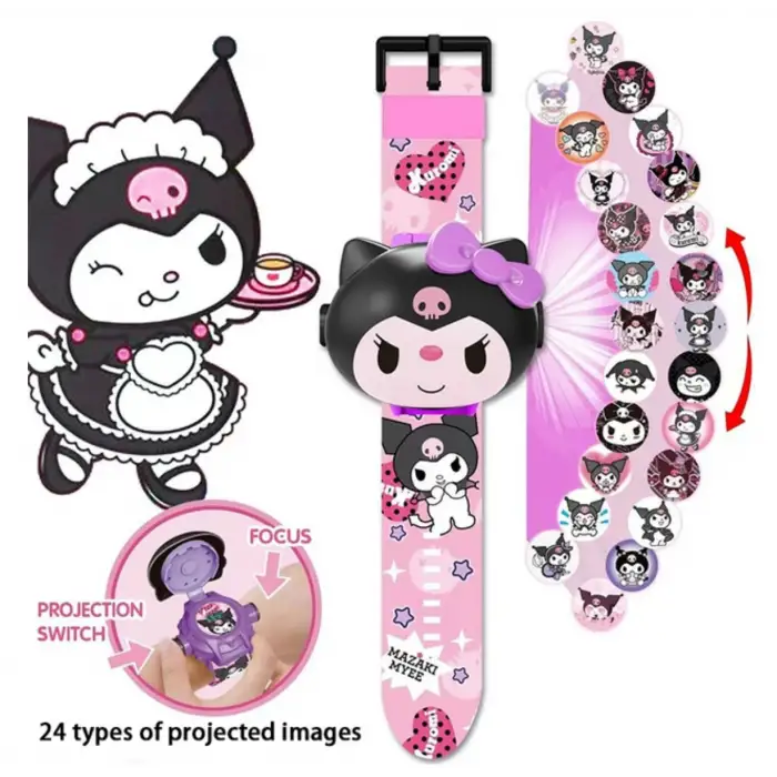 Kumik Sanrio Kuromi figürlü Projeksiyon , 24 farklı karakteri duvara yansıtır