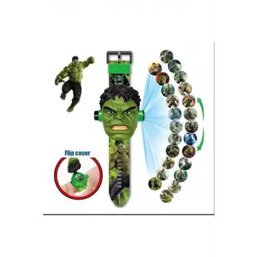 Hulk Karakterli Projeksiyon Resim Yansıtmalı Dijital Çocuk Kol Saati