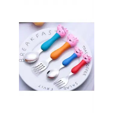 Kumik Peppa Pig Çatal Kaşık Seti - Çocuklar Için