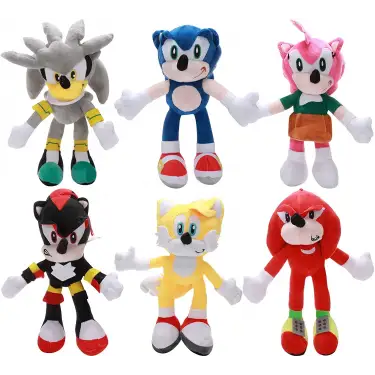 Sonic 6 lı Peluş, Sonic the Hedgehog, Tails, Knuckles, Amy Rose, Silver , Shadow