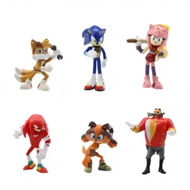 Sonic, arkadaşları ve Eggman 6 lı figür seti NO BOX ( Kutusuz )