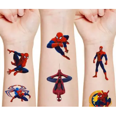Spiderman Örümcek Adam Karakterleri Geçici Dövme
