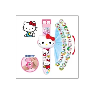 Hello Kitty Karakterli Projeksiyon Resim Yansıtmalı Dijital Çocuk Kol Saati