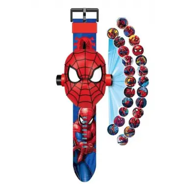 Spiderman Örümcek Adam Projeksiyonlu saat 24 farklı karakteri duvara yansıtır