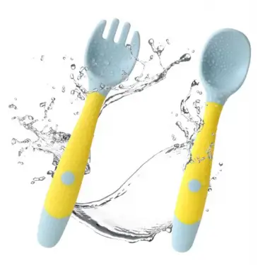 Kıvrılabilir, bükülebilir,  batmaz  slikon çocuk alıştırma çatal ve kaşık