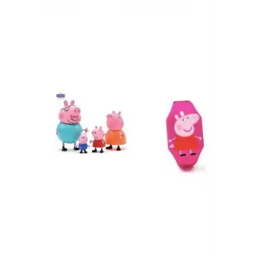 Kumik Peppa Pig 4 lü figür ve Peppa Saat
