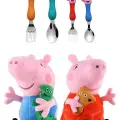 Peppa Pig Ailesi Çatal Kaşık Seti + Peppa Ve Kardeşi George 25 Cm 2li Peluş Oyuncak