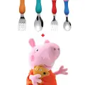 Peppa Pig Ailesi 4’lü Çatal Kaşık Seti + Peppa Pig 25 Cm Peluş Oyuncak