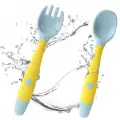 Kıvrılabilir, bükülebilir,  batmaz  slikon çocuk alıştırma çatal ve kaşık