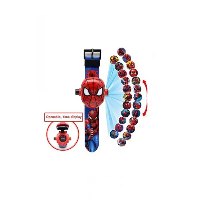 Spiderman Örümcek Adam Projeksiyonlu Saat 24 Farklı Resim