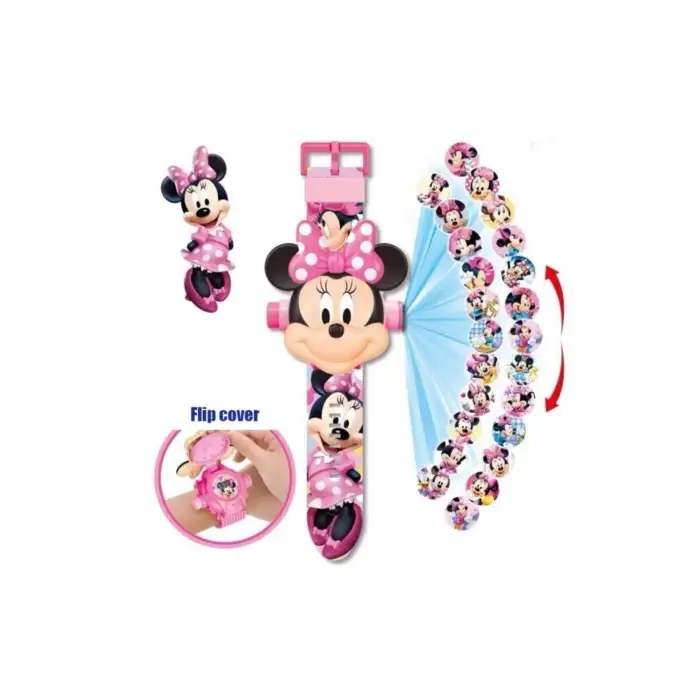 Kumik Mınnıe Mouse Projeksiyonlu Saat 24 Farklı Karakteri Duvara Yansıtır