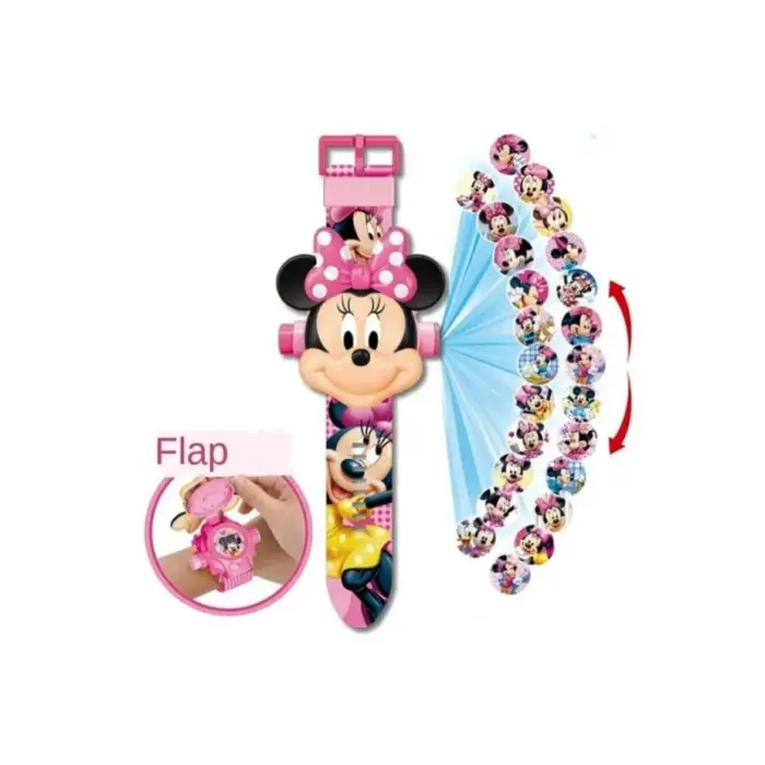 Kumik Mınnıe Mouse Projeksiyonlu Saat 24 Farklı Karakteri Duvara Yansıtır