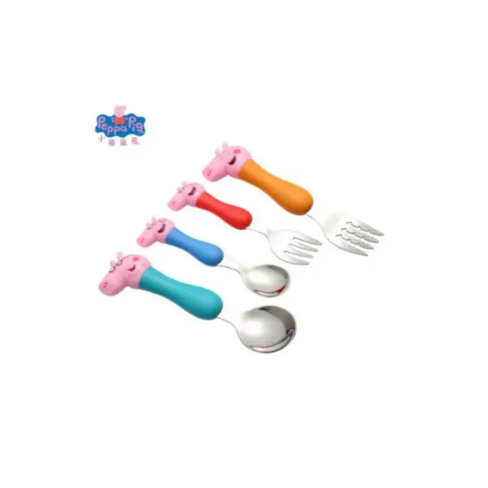 Kumik Spot (özel Ürün) Peppa Pig Kaşık Çatal Kavrama Çocuk Seti, 4 Adet