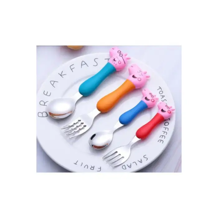 Kumik Spot (özel Ürün) Peppa Pig Kaşık Çatal Kavrama Çocuk Seti, 4 Adet