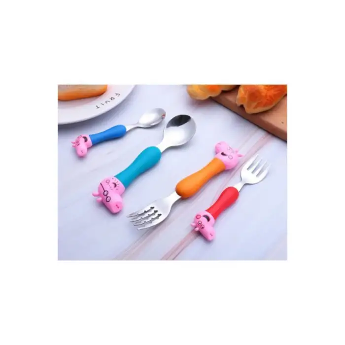 Kumik Spot (özel Ürün) Peppa Pig Kaşık Çatal Kavrama Çocuk Seti, 4 Adet