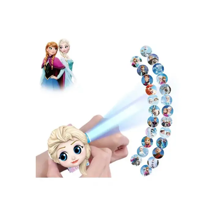 Kumik Projeksiyon Işıklı Resimli Mor Pembe Dijital Çocuk Yeniyıl Hediyesi Kutulu Saat Elsa