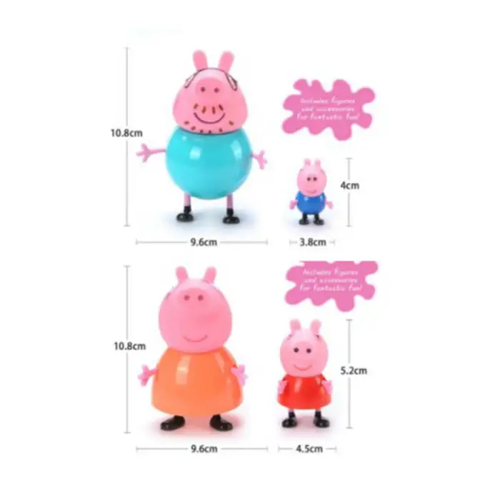 Kumik 4 Lü Peppa Pig figür, Led Saat+ Peluş(25cm)