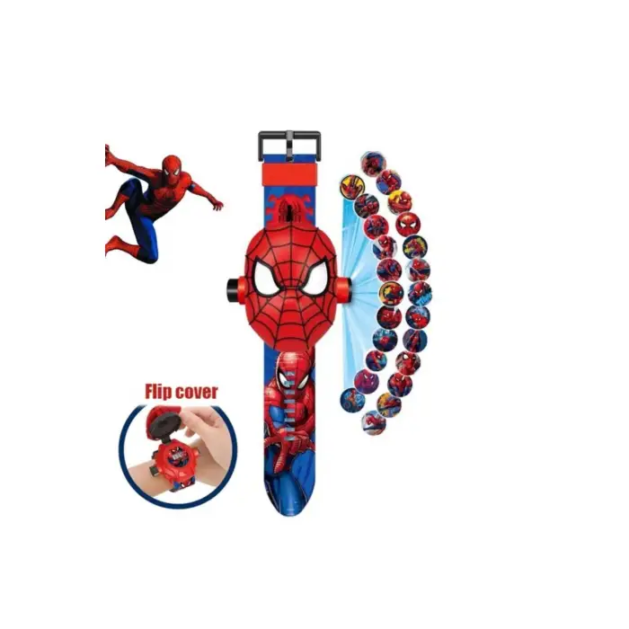 Kumik Çocuk Spider Man Figürlü Projeksiyonlu Dijital Kol Saati