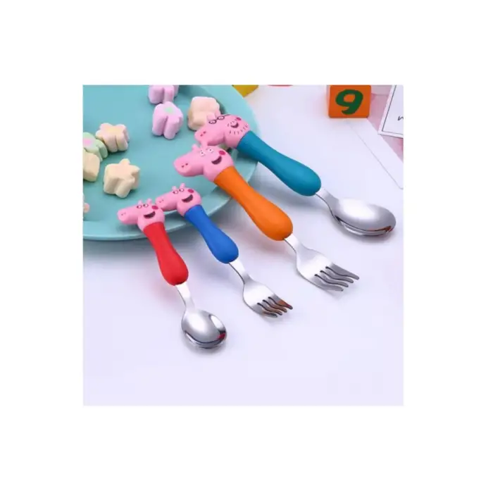 Kumik Pig 4lü Çatal Kaşık Seti Çocuklar Için