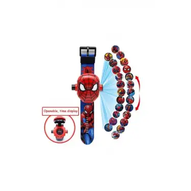 Spiderman Örümcek Adam Projeksiyonlu Saat 24 Farklı Resim