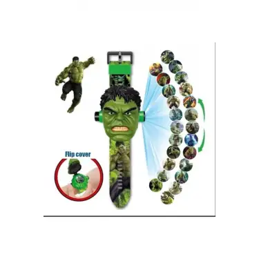 Hulk Karakterli Projeksiyonlu Saat 24 Farklı Karakteri Duvara Yan