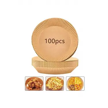 Kumik Hava Fritöz Kağıt Astarı 100 Adet Yapışmaz Hava Fritöz Parşömen Kağıt Astarları 6,3 Inç / 16 Cm Fı