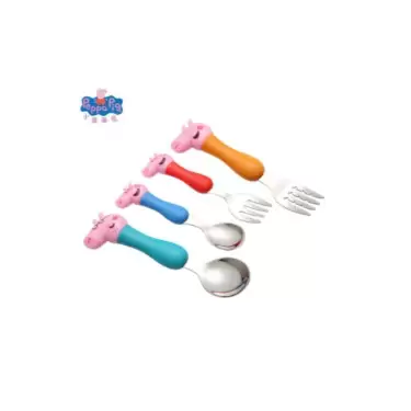 Kumik Spot (özel Ürün) Peppa Pig Kaşık Çatal Kavrama Çocuk Seti, 4 Adet