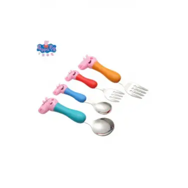 Kumik Peppa Pig Çocuk Çatal Kaşık Seti 4 Parça Orijinal Paslanmaz
