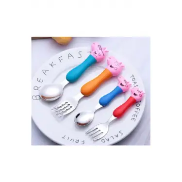 Kumik Pig 4lü Çatal Kaşık Seti Çocuklar Için