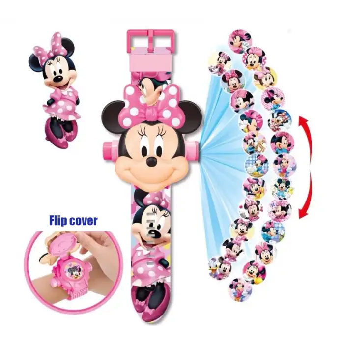 Mınnıe Mouse Projeksiyonlu Saat 24 Farklı Karakteri Duvara Yansıt