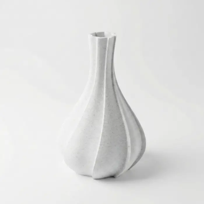 Modern Spiral Tasarım Beyaz Mermer Dokulu Dekoratif Mini Vazo (18 cm) - İskandinav Tarzı 3D Saksı