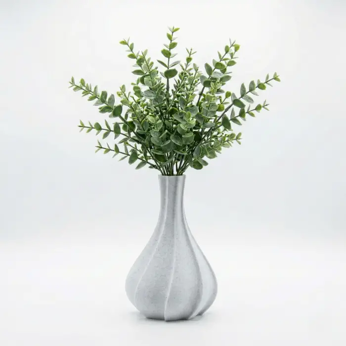Modern Spiral Tasarım Beyaz Mermer Dokulu Dekoratif Mini Vazo (18 cm) - İskandinav Tarzı 3D Saksı
