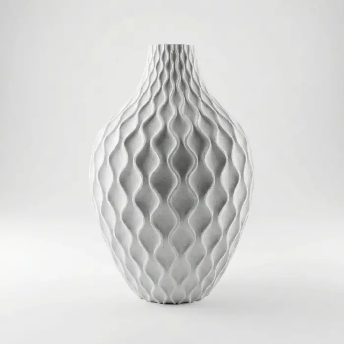 Modern Spiral Tasarım Beyaz Mermer Dokulu Dekoratif Vazo ve Saksı - 21 cm