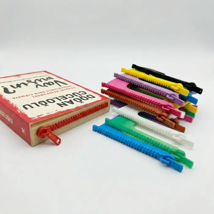 3D Tasarım Renkli Fermuar Kitap Ayracı - Eğlenceli ve İşlevsel Okuma Aksesuarı