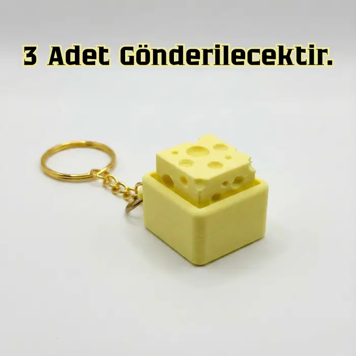 3lü Set Mekanik Switch Peynir Fidget Anahtarlık - Tıklamalı Stres Giderici Eğlenceli Hediyelik