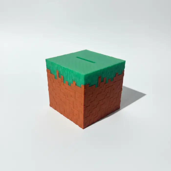 Piksel Tasarımlı Çimen Blok Hediyelik Kumbara (10x10x10 cm)